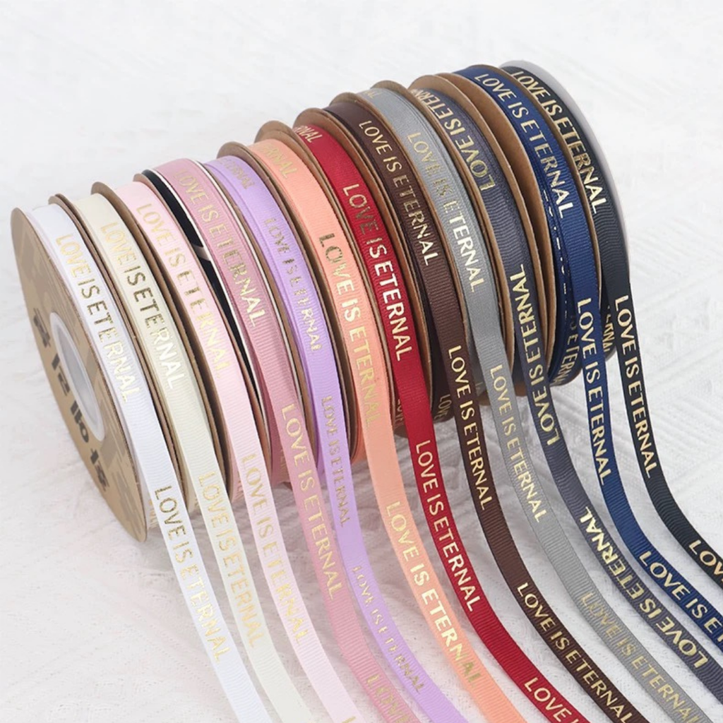 LohSister  1cm x 42yard Bronzing Love Is Eternal Wording Fabric Ribbon