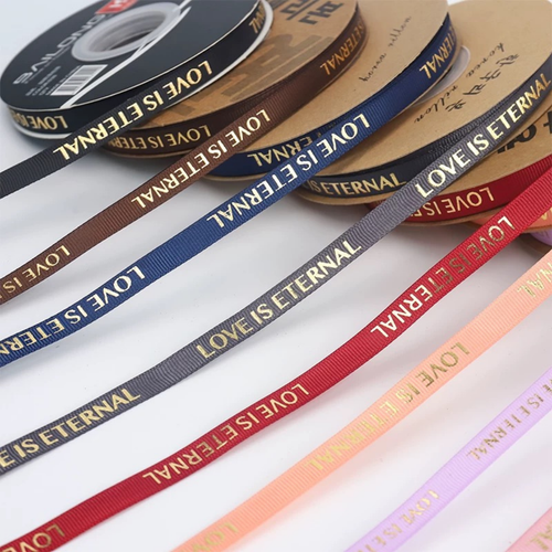 LohSister  1cm x 42yard Bronzing Love Is Eternal Wording Fabric Ribbon